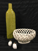 Ceramic Decor Vase Basket & Penguin Salt & Pepper