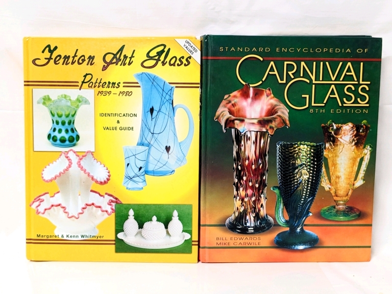 2 Hardcover Collector's Guides on Fenton Art Glass Patterns & The Encyclopedia of Carnival Glass