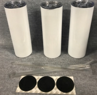 New 3 water tumblers 8.5&rdquo; with Metal Straw and Coaster