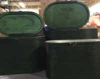 3 Wooden Basket chests wicker 10&rdquo;/12&rdquo;/14&rdquo;