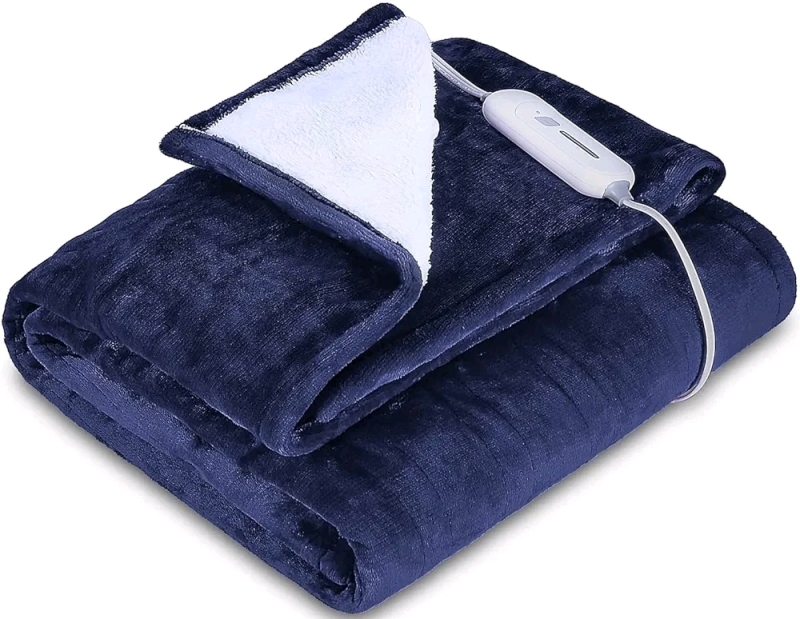 New Lukasa Heated Blanket Electric Throw - Flannel/Sherpa Reversible Fast Heating Blanket with 3 Heating Levels - 72 by 84"