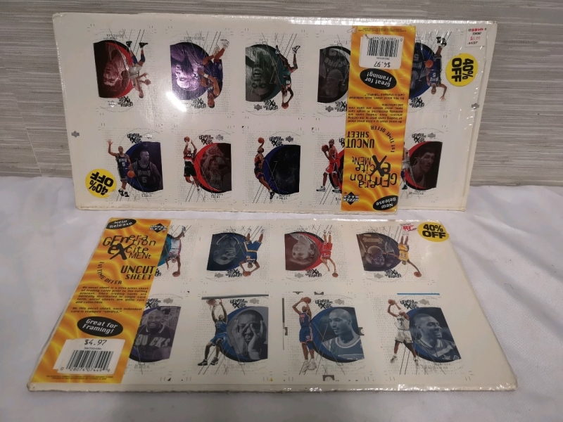 3 New Upper Deck Basketball Generation Excitement Uncut Sheets - Each Card is Stamped Sample