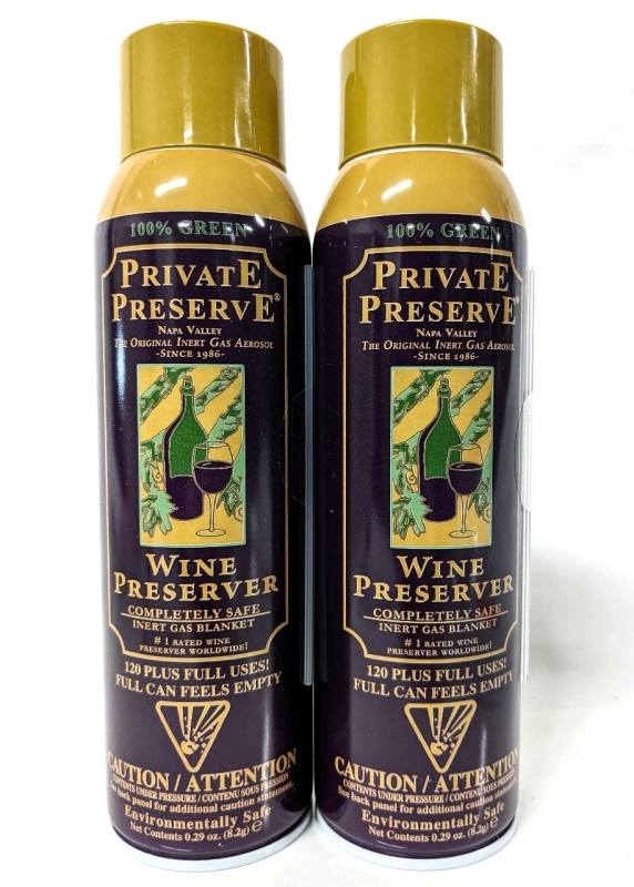 2 New Private Preserve Wine+ Preserver: Inert Gas Blanket (8.2g ea)