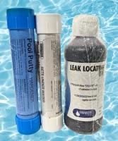 New Pool Anti-Leak Products : LeakMaster Leak Locating Blue Dye Refill 236ml & Epoxybond 2-Part Pool Putty Set (Sets Underwater!) 7oz ea