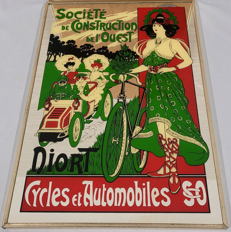 Vintage French Transportation Authentique Art Nouveau by Dareco wall mirror made in Japan