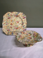 Vintage Royal Winton Footed Candy Dish & Plate