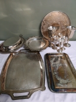 Large Vintage Silverplate Lot - Goblets, Platters +