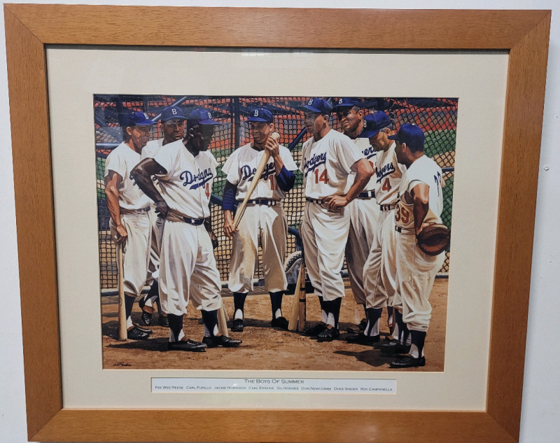 " Brooklyn Dodgers : The Boys of Summer " by Bill Purdom Framed Print . Measures 27"&times;23"