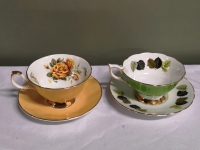 2 Vintage Teacups & Saucers - Elizabethan & Royal Stafford