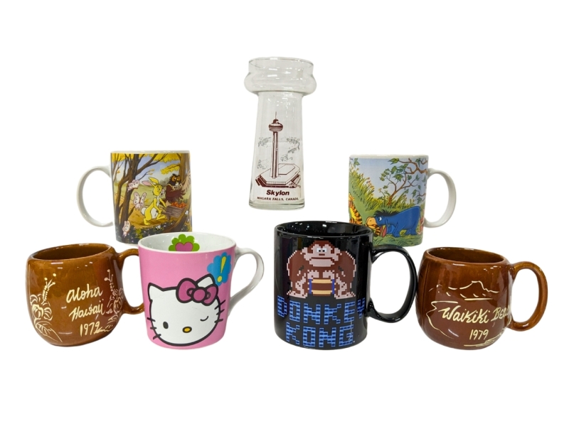 Assorted Mugs & More : Vintage Souvenirs, Classic Donkey Kong, Hello Kitty & Winnie the Pooh