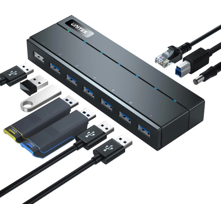 New Unitek USB Ethernet Adapter 7-Port Hub, 6 Ports USB 3.0 Hub with Gigabit Ethernet Converter Retails for $82