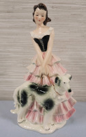 Vintage 1959 Goebel Lady with Borzoi Wolf Hound Dog Figure . Measures 8 1/4" tall . #FF275