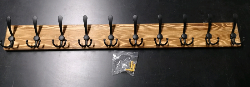 As New Wooden Coat Rack - 10 Hooks 38.5" long & 5" wide