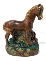 Vintage Handpainted Plaster Horse Statuette 10.5" Tall