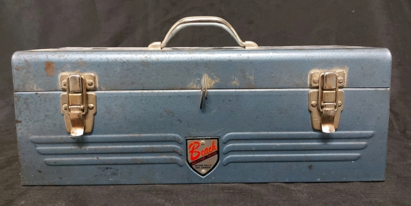 Beach Tool Box With Variety Of Contents And Ratcheting Screwdriver Set