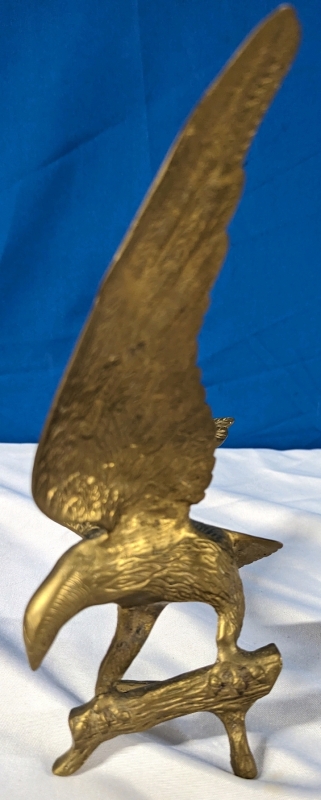 Bird of Prey on Branch Metal Statuette. 10.5" tall.