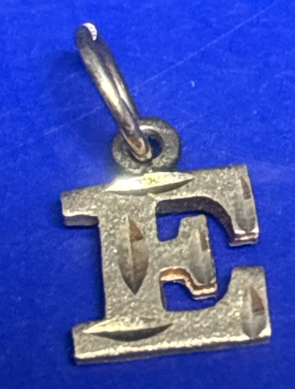 10K Yellow Gold Letter E Textured Charm