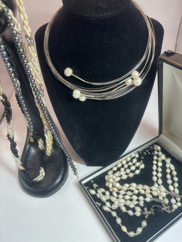 Beautiful Fresh Water Pearl Jewelry in Black Box