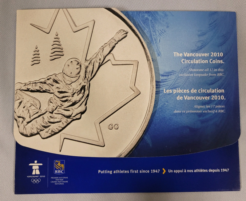 2010 Canadian Vancouver Olympics Quarter & Loonie Coin Set .