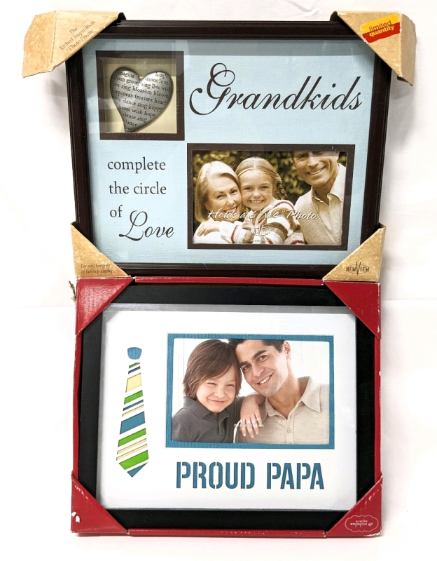 2 Family Picture Frames : Grandkids & Proud Papa, Both 10.25" x 8.25" and hold a 4" x 6" Photograph