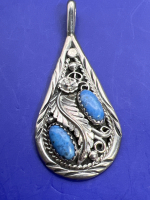 Stunning Sterling Navaho Pendant with stones Jerry Cowboy