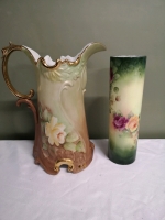 Vintage Large Floral Pattern Pitcher + Vase