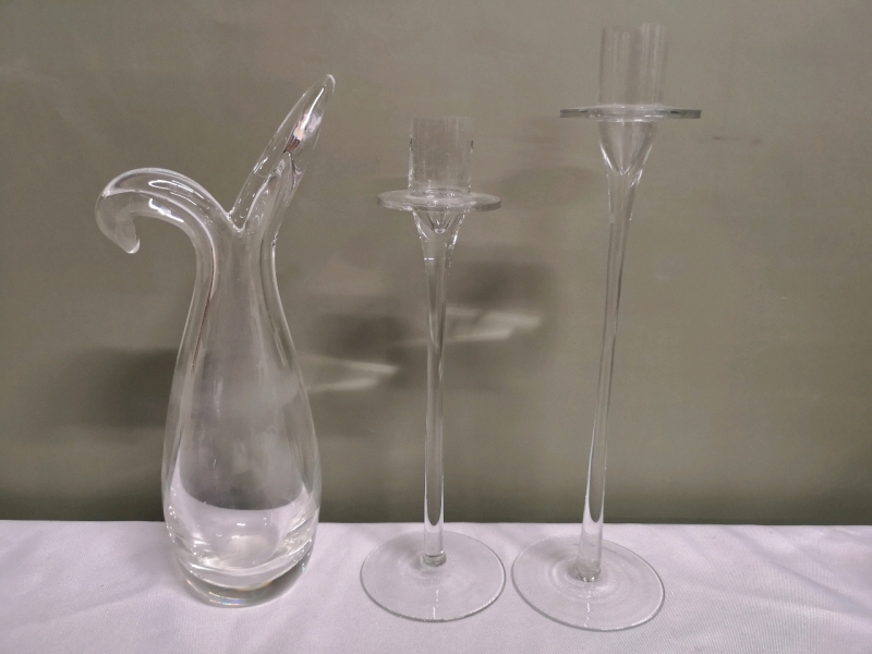 Glass Vase & Candle Holders