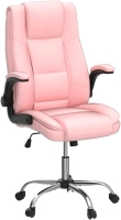 New - Reficcer Pink Home Office Chair on Wheels , Flip Up Arm Rests & Adjustable Height