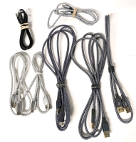 Assorted USB Cords: USB-A to USB-C, USB-A to Lightning, USB-A to Micro USB & USB-A to USB-A : 30" - 70" Long
