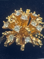 18K HGE Gold Cluster Ring CZ Sputnik Brutalist Design