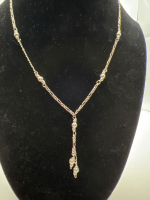925 Sterling Modernist Bead fancy link Chain with drop