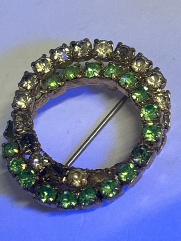 Uranium Double Entwined Circle Wreath Vintage Brooch