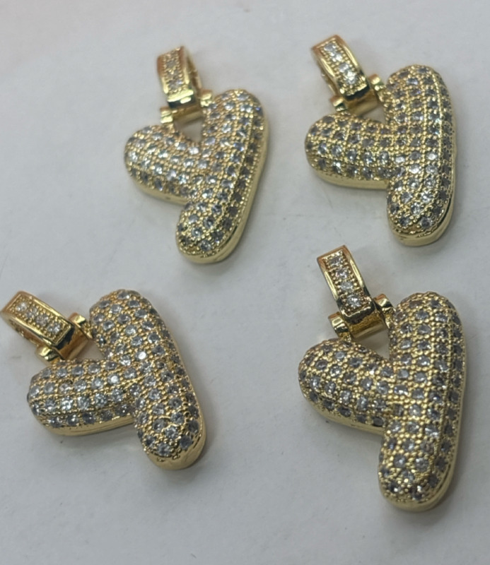 Four CZ Encrusted Bubble Letter Pendants Y