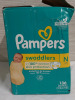 New Pampers Swaddlers Size N 136 Diapers Box Damaged Contents are fine. - 2