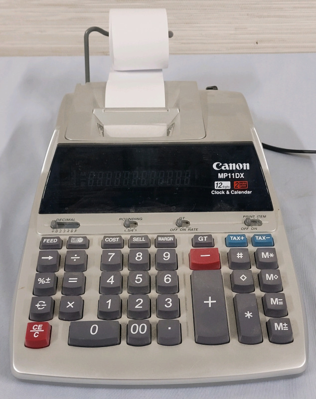 Canon MP11DX Printing Calculator , 12 Digits 2 Color Print with Clock & Calender , Working