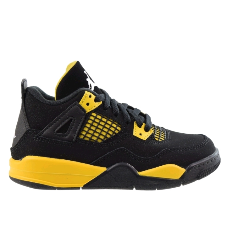 New Child Size 13c NIKE JORDAN 4 RETRO Thunder (2023) PS Running Shoes Black/White-Tour Yellow BQ7669 017 - Retails $150+