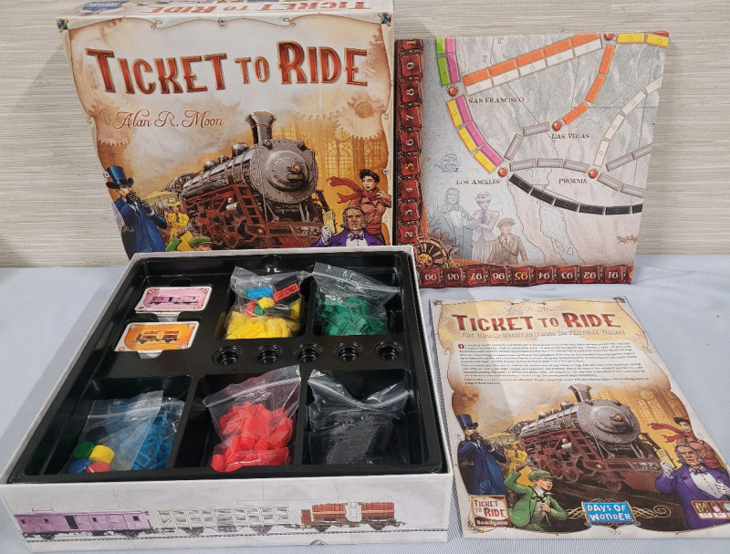 Ticket To Ride Board Game . 2-5 Players , Ages 8+ , 30-60 Min. Playtime . Complete