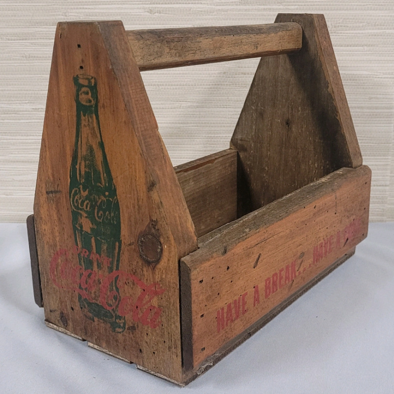 Coca-Cola Wooden Condiment Box . Measures 10"×6"×8 1/4"