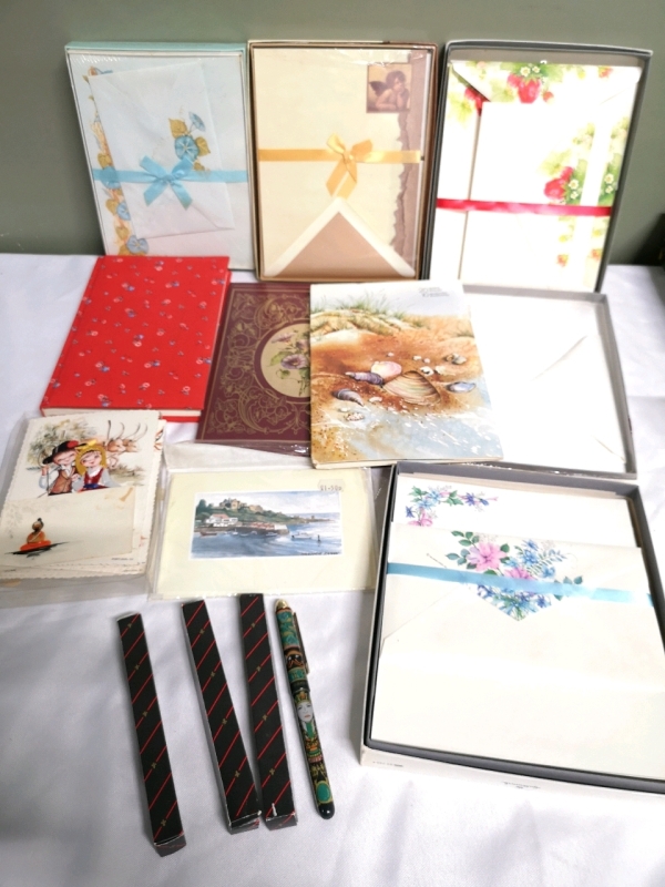 Large Lot Vintage Stationary - Decorative Paper and Envelopes +