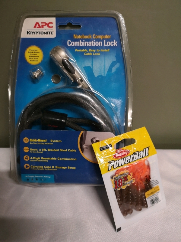 New APC Kryptonite Notebook Computer Cable Lock + New Berkley Powerbait