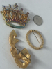 Three Rhinestone Brooches Crown Minimalist Art Nouveau - 2
