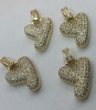 Four CZ Encrusted Bubble Letter Pendants Y - 2
