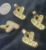 Four CZ Encrusted Bubble Letter Pendants Y - 3