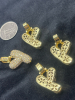Four CZ Encrusted Bubble Letter Pendants Y - 4