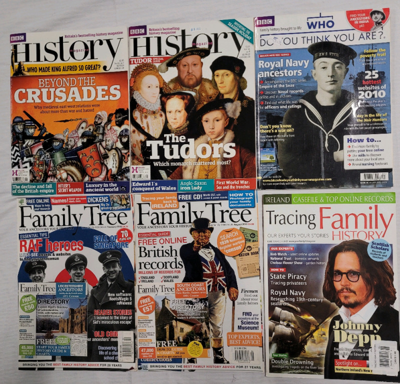BBC English History Magazines & English Family Tree Magazines . Six (6) Magazines