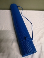 Blue Yoga Mat with Carrying Strap 24.5" wide and 66" long