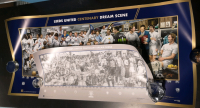 Great Condition LEEDS UNITED Centenary Dream Scene Lithograph + Black & White Poster