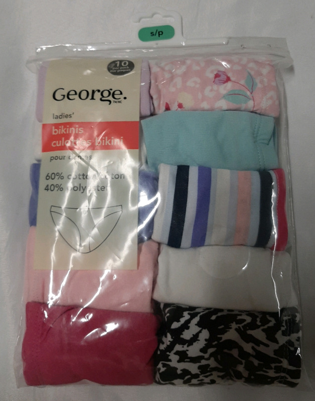 New 10 Pair Size S Ladies George Bikini Underwear