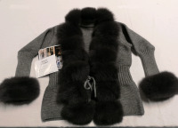 New Dolcie London Cardigan with Fox Fur Collar and Cuffs No Size ?Small??