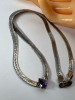 Elegant 925 Italy Sterling Braided Chain with Purple Teardrop - 6